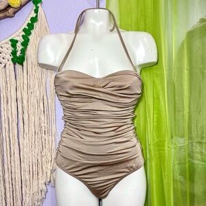 Elizabeth Hurley Beach Olympia Ruched One-Piece Swimsuit NWT Size S